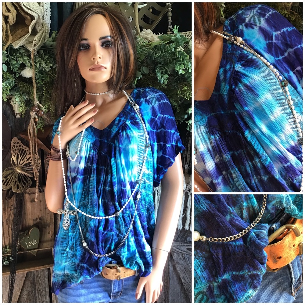 Gorgeous Tie Dye Flutter Sleeve Popover Tunic